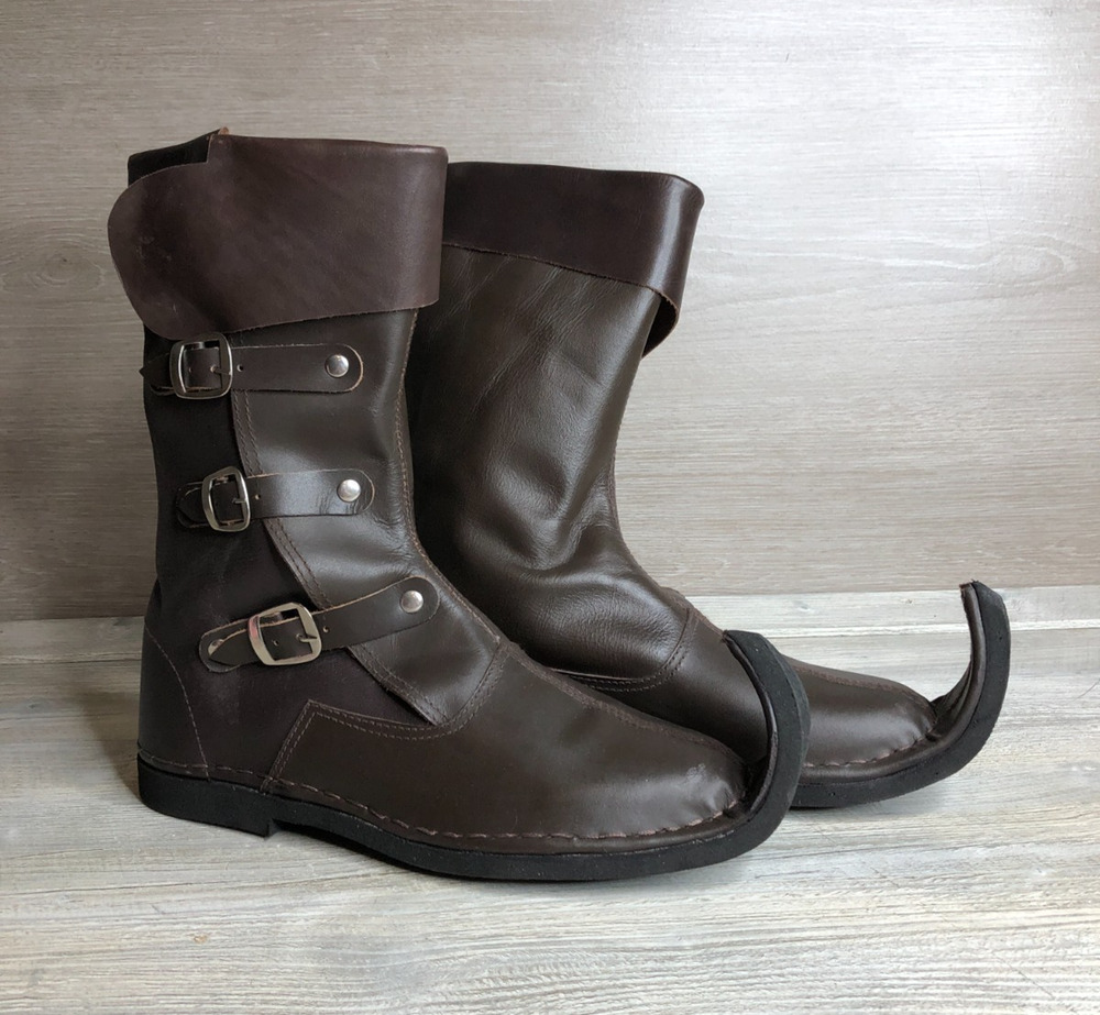 Medieval Leather Boots Historical Leather Brown Boots Size 9
